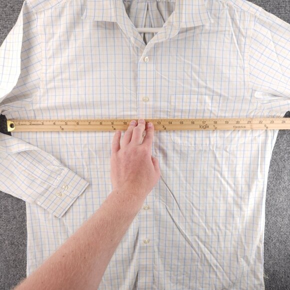 Brooks Brothers 16.5 34 35 Regent Non-Iron Yellow Blue Check Long Sleeve Shirt - Picture 14 of 16